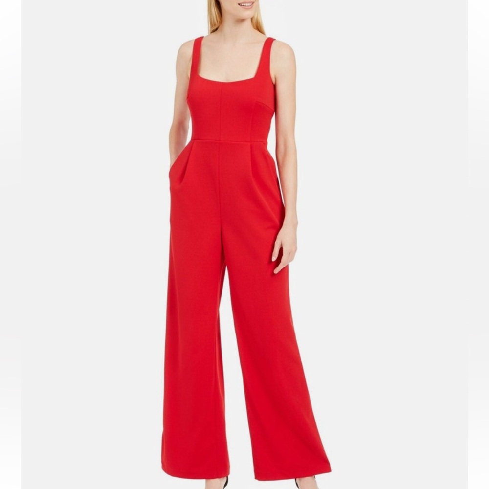 Calvin Klein Red Wide-Leg Sleeveless Jumpsuit